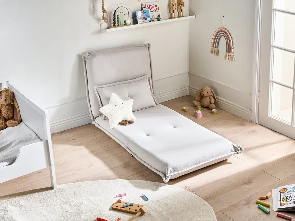 Single Sofa Bed Fabric Off-White Devern