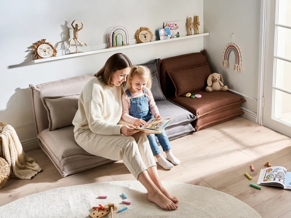 Single Sofa Bed Fabric Off-White Devern