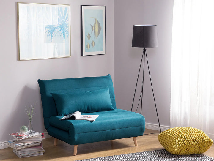 Single Sofa Bed Fabric Sea Blue Auren