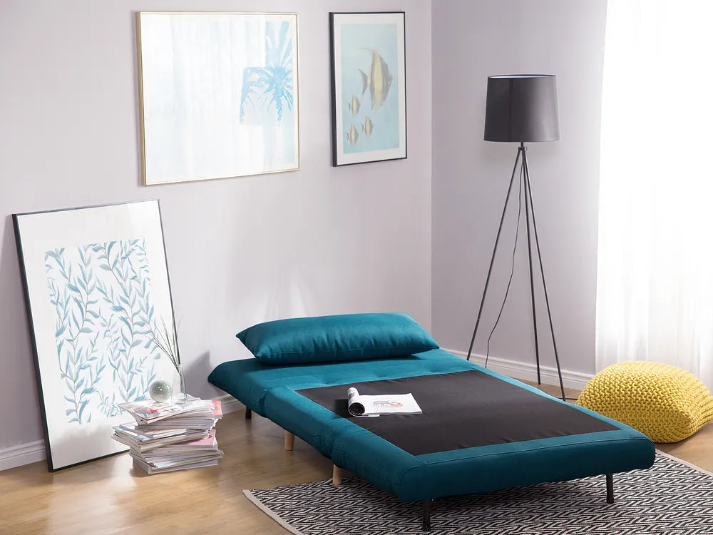 Single Sofa Bed Fabric Sea Blue Auren
