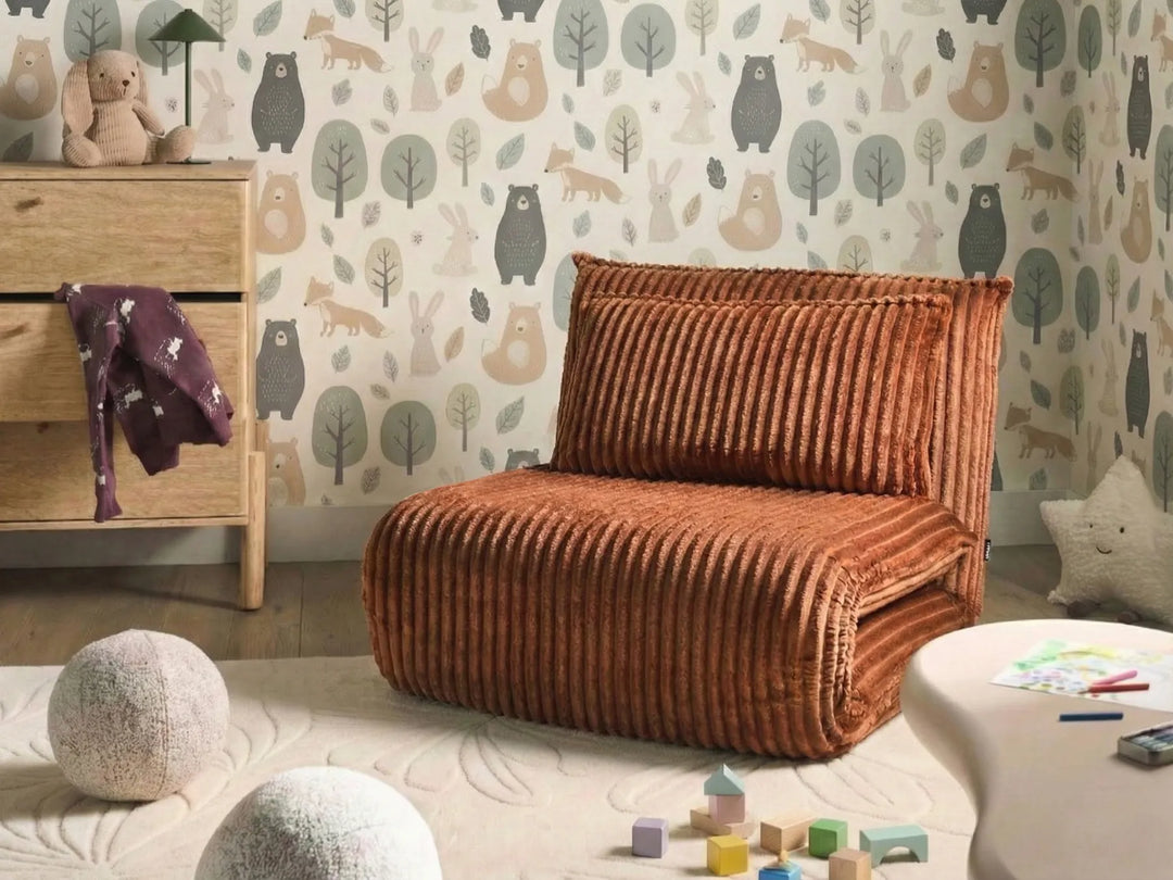 Single Sofa Bed Corduroy Golden Brown Eirenox