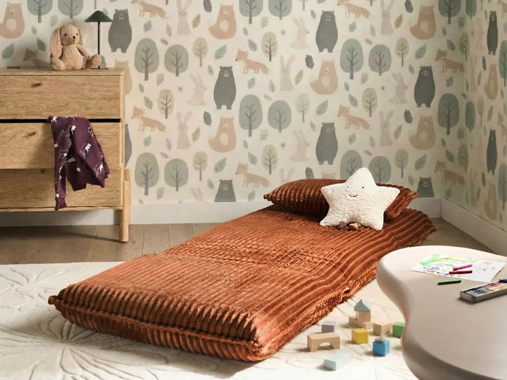 Single Sofa Bed Corduroy Golden Brown Eirenox