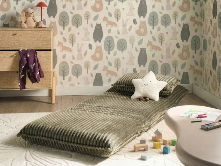 Single Sofa Bed Corduroy Green Eirenox