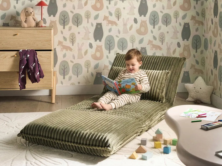 Single Sofa Bed Corduroy Green Eirenox