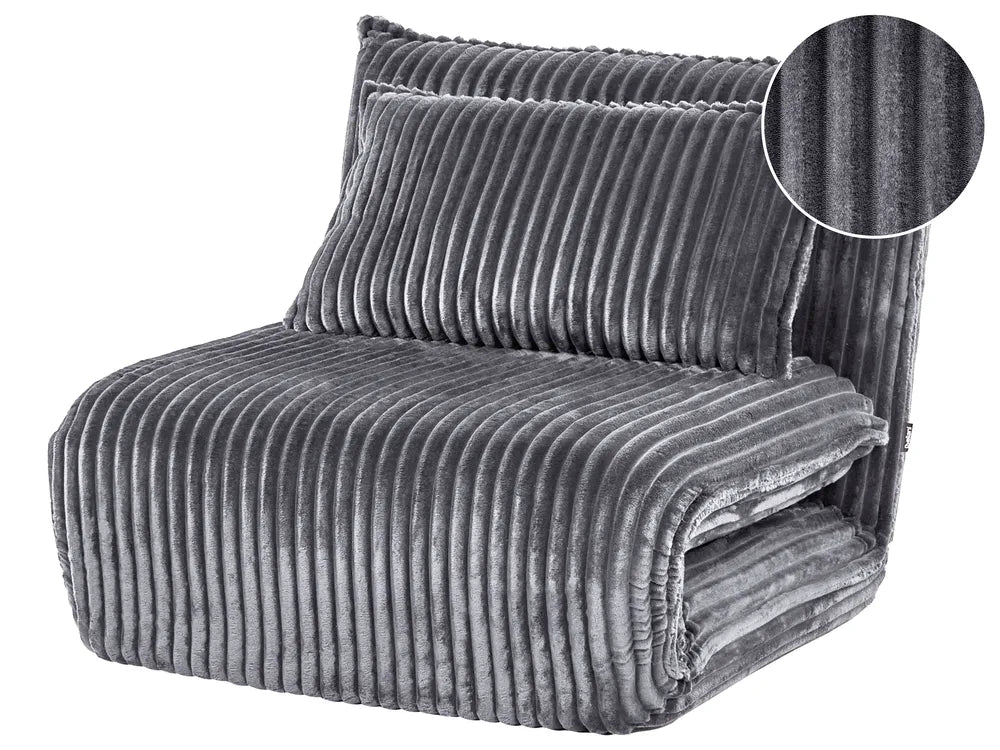 Single Sofa Bed Corduroy Grey Eirenox