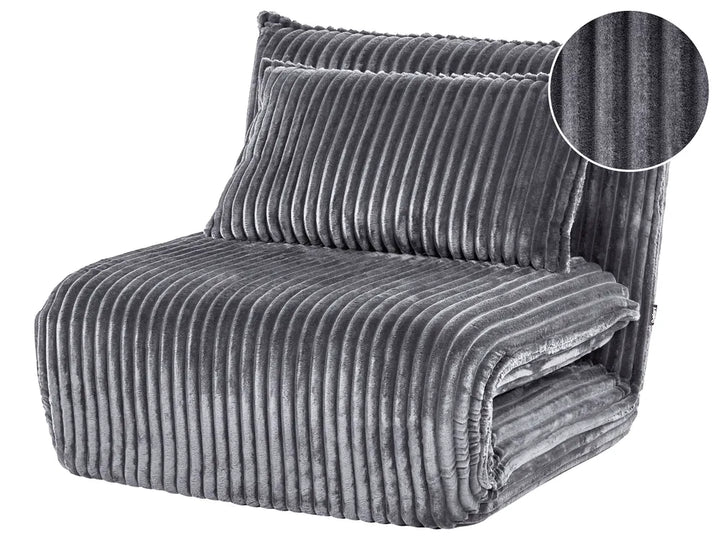 Single Sofa Bed Corduroy Grey Eirenox