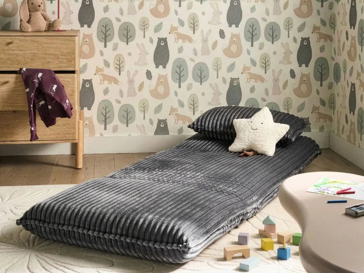 Single Sofa Bed Corduroy Grey Eirenox