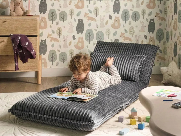 Single Sofa Bed Corduroy Grey Eirenox