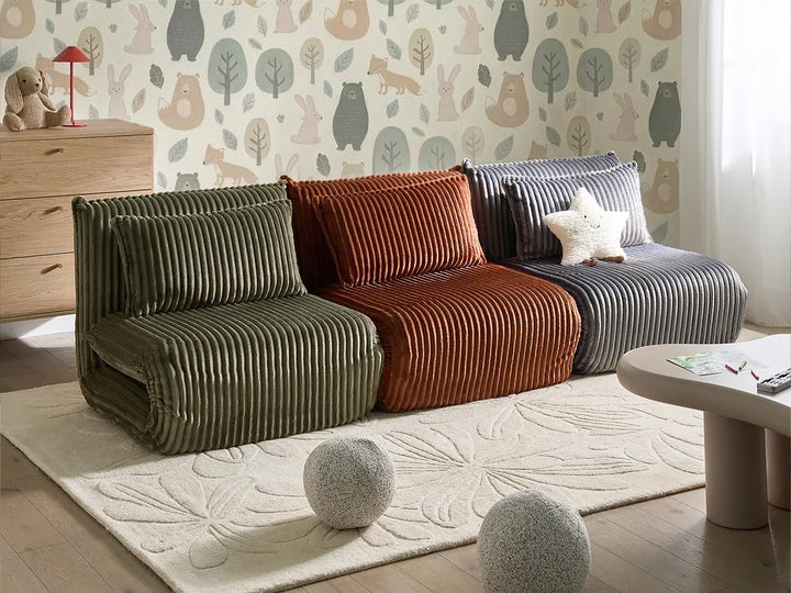 Single Sofa Bed Corduroy Grey Eirenox