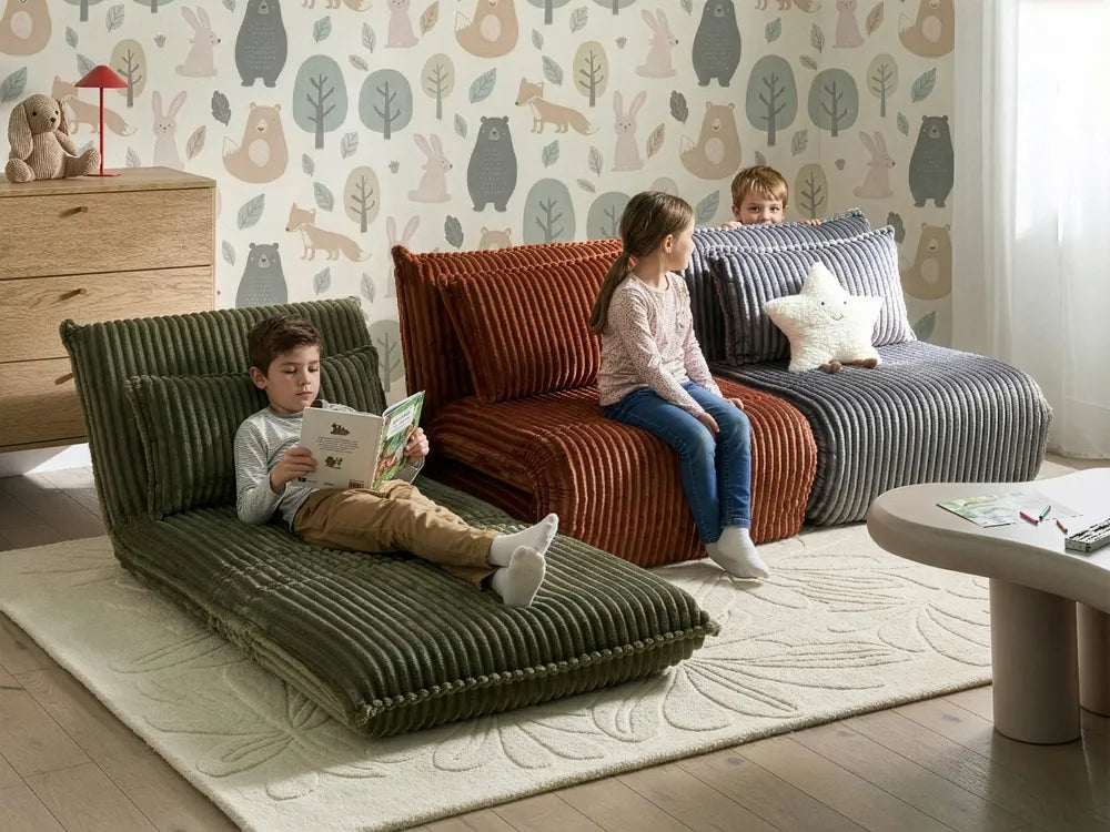 Single Sofa Bed Corduroy Grey Eirenox