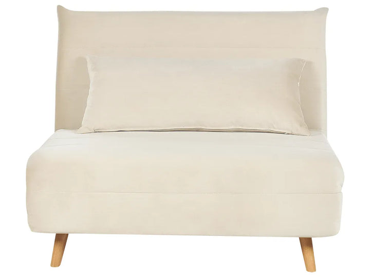 Single Sofa Bed Velvet Light Beige Auren