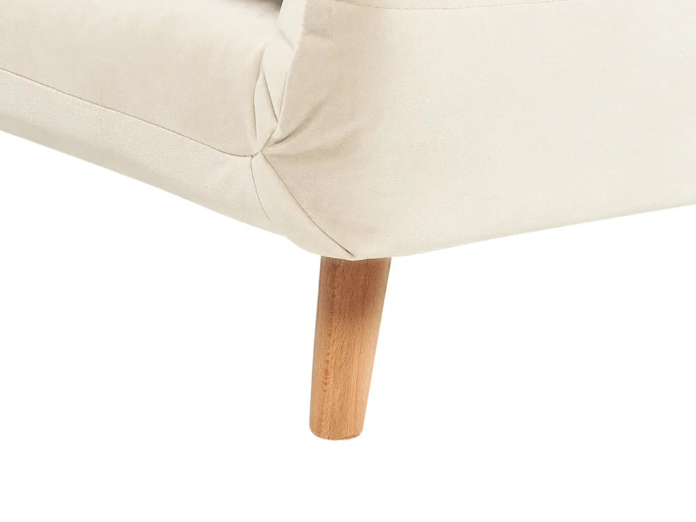 Single Sofa Bed Velvet Light Beige Auren