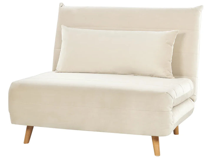 Single Sofa Bed Velvet Light Beige Auren