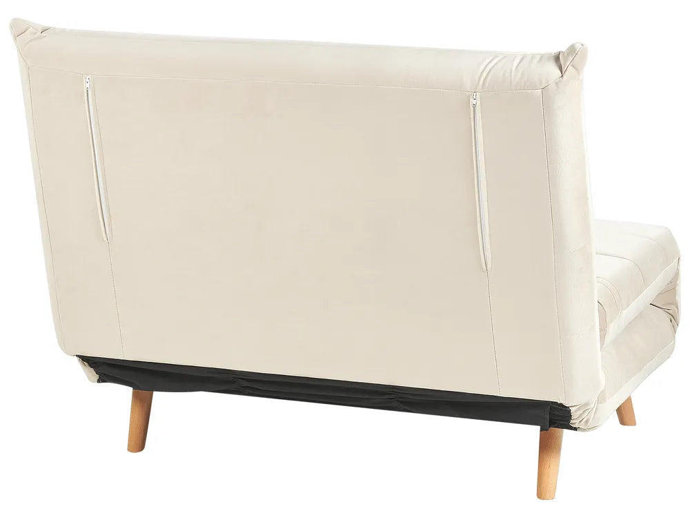 Single Sofa Bed Velvet Light Beige Auren