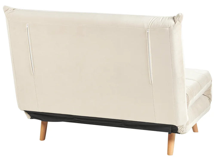 Single Sofa Bed Velvet Light Beige Auren
