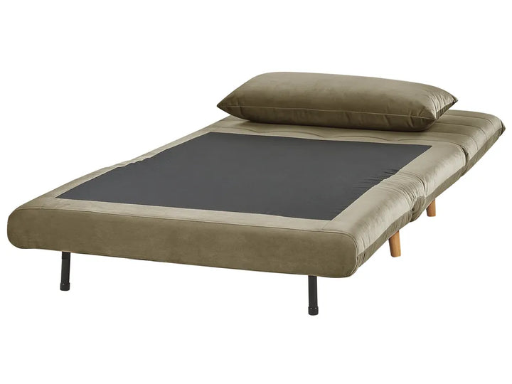 Single Sofa Bed Velvet Olive Green Auren