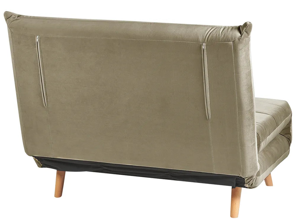 Single Sofa Bed Velvet Olive Green Auren