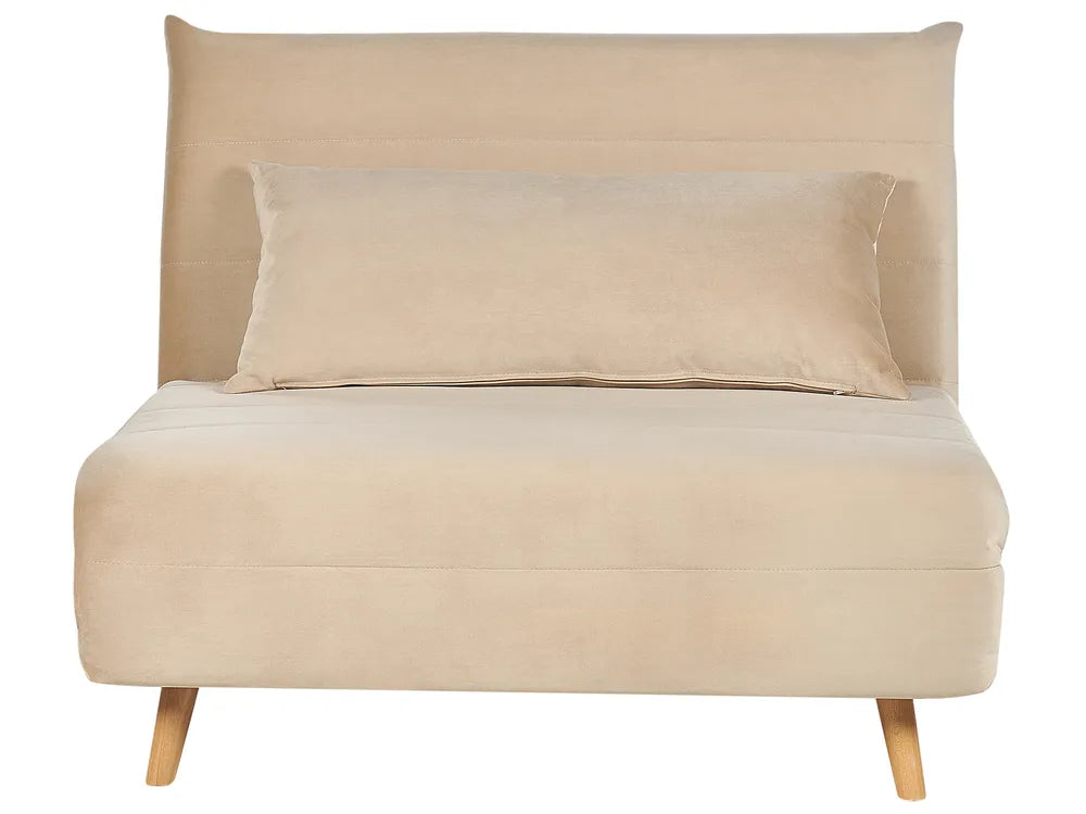 Single Sofa Bed Velvet Sand Beige Auren