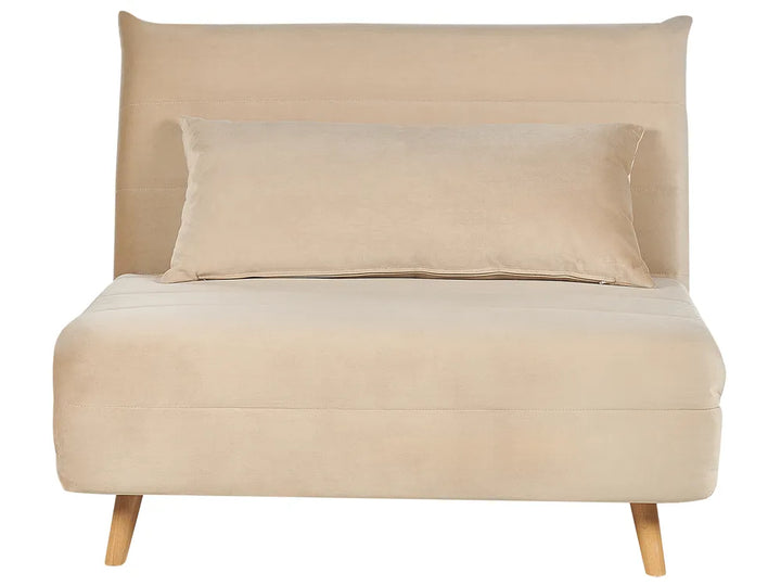 Single Sofa Bed Velvet Sand Beige Auren