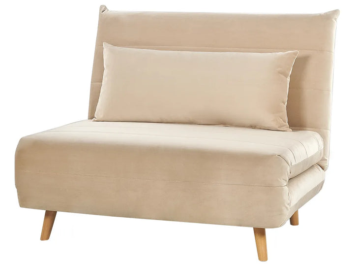 Single Sofa Bed Velvet Sand Beige Auren