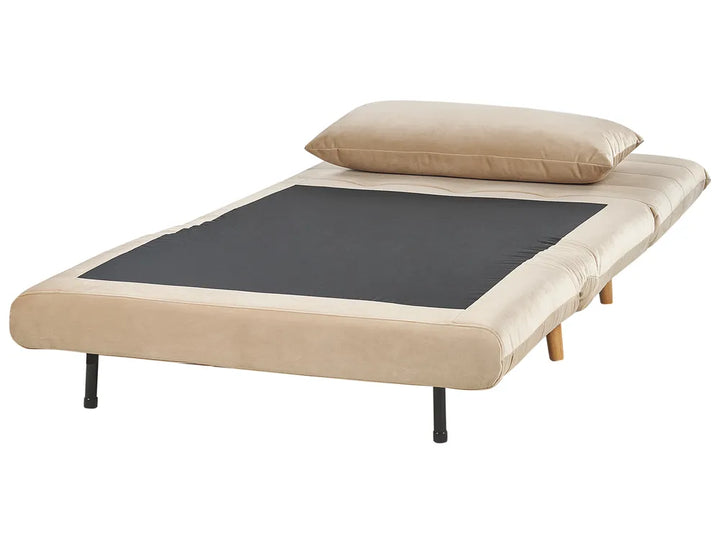 Single Sofa Bed Velvet Sand Beige Auren