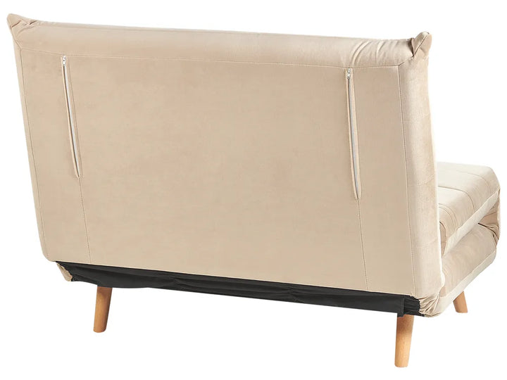 Single Sofa Bed Velvet Sand Beige Auren