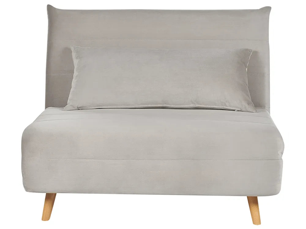 Single Sofa Bed Velvet Light Grey Auren