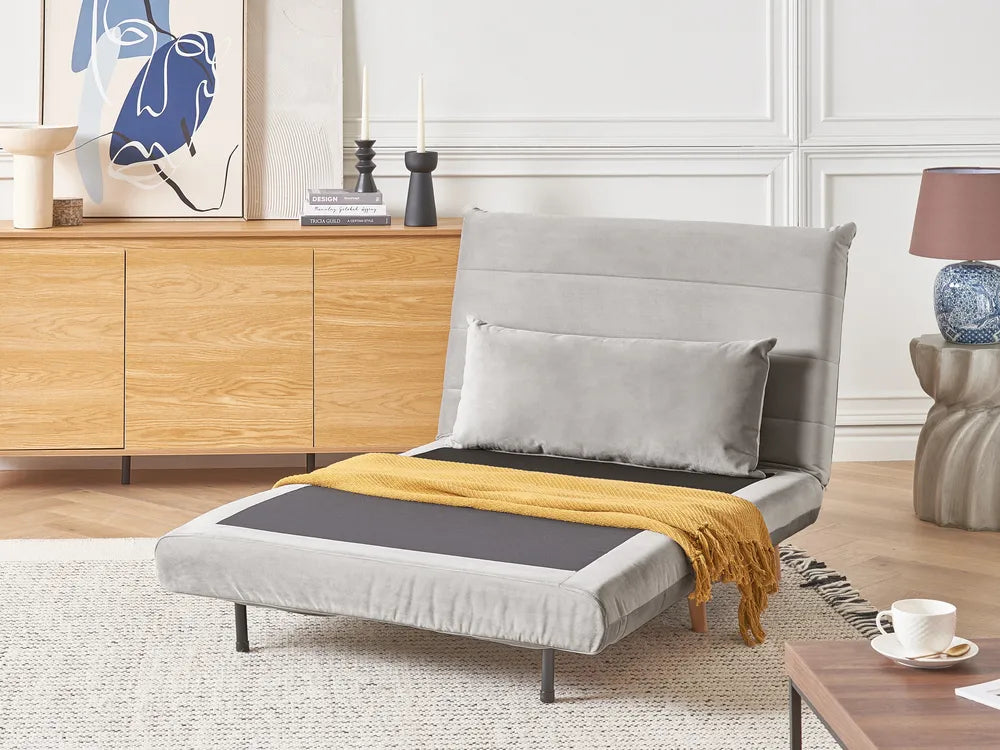 Single Sofa Bed Velvet Light Grey Auren