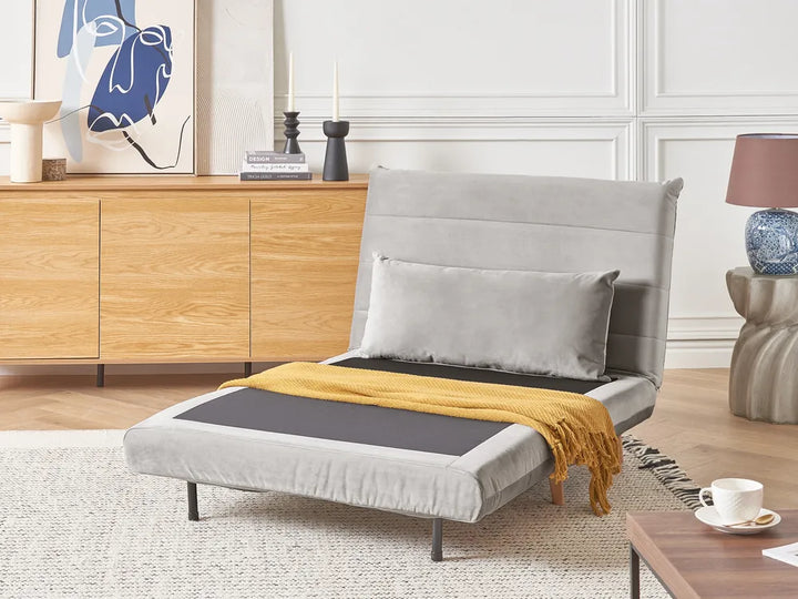 Single Sofa Bed Velvet Light Grey Auren