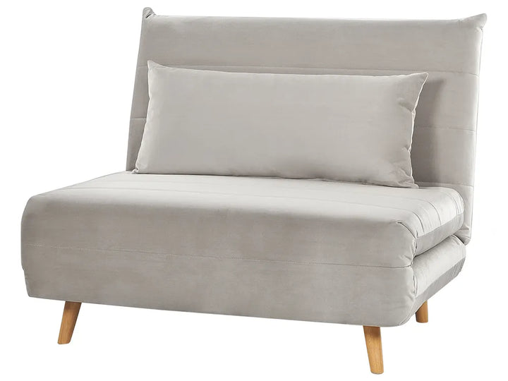 Single Sofa Bed Velvet Light Grey Auren
