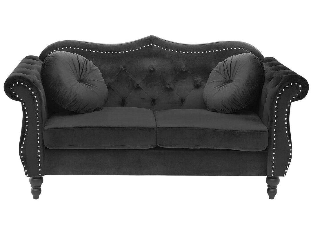 Skien 2 Seater Velvet Sofa Black