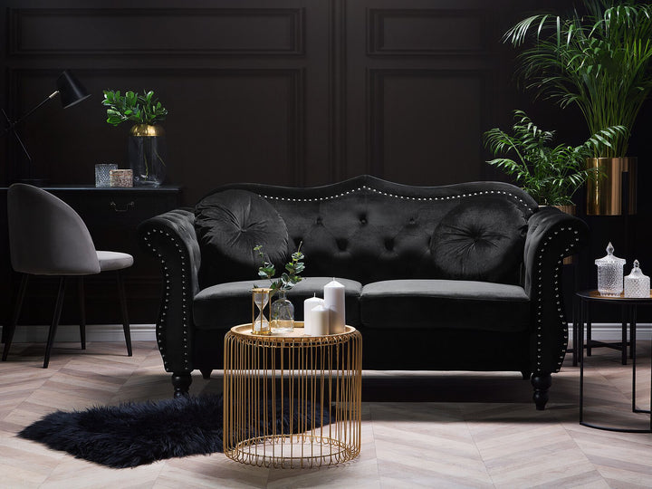 Skien 2 Seater Velvet Sofa Black