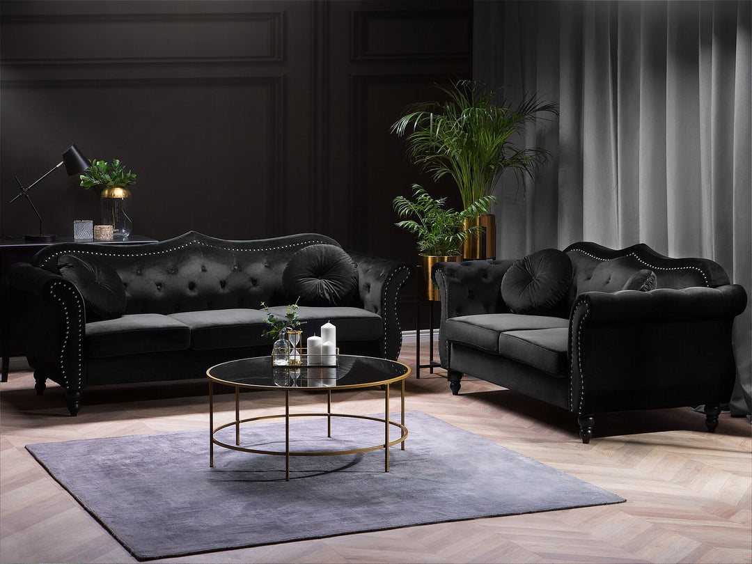 Skien 2 Seater Velvet Sofa Black