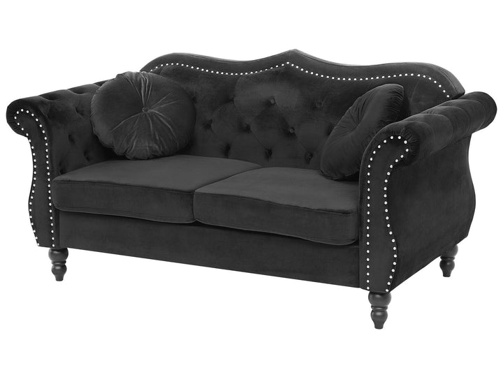 Skien 2 Seater Velvet Sofa Black