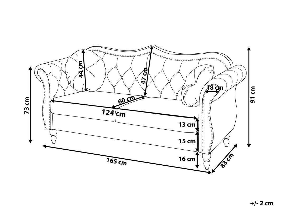 Skien 2 Seater Velvet Sofa Black