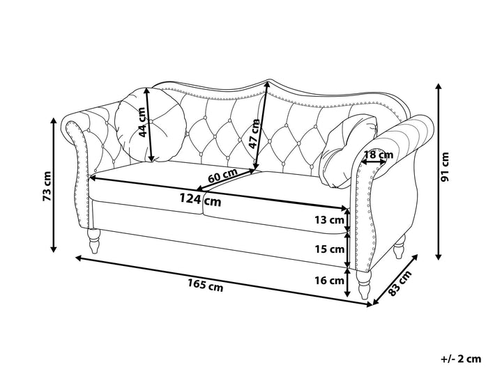 Skien 2 Seater Velvet Sofa Black