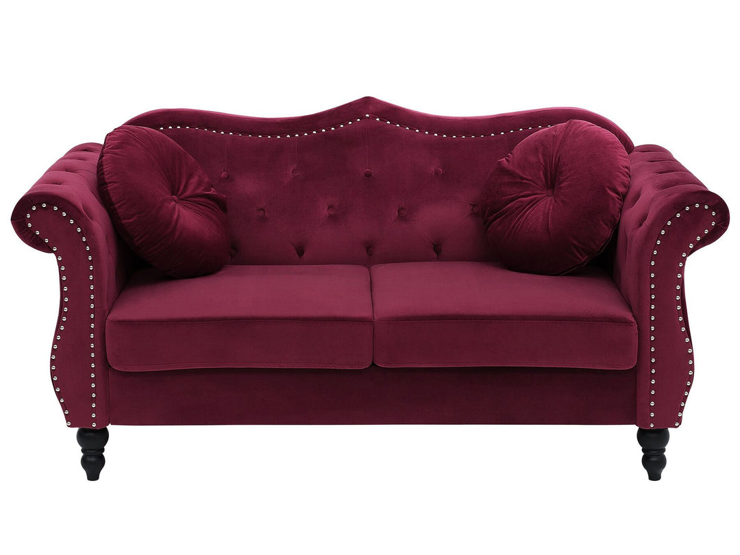 Skien 2 Seater Velvet Sofa Burgundy