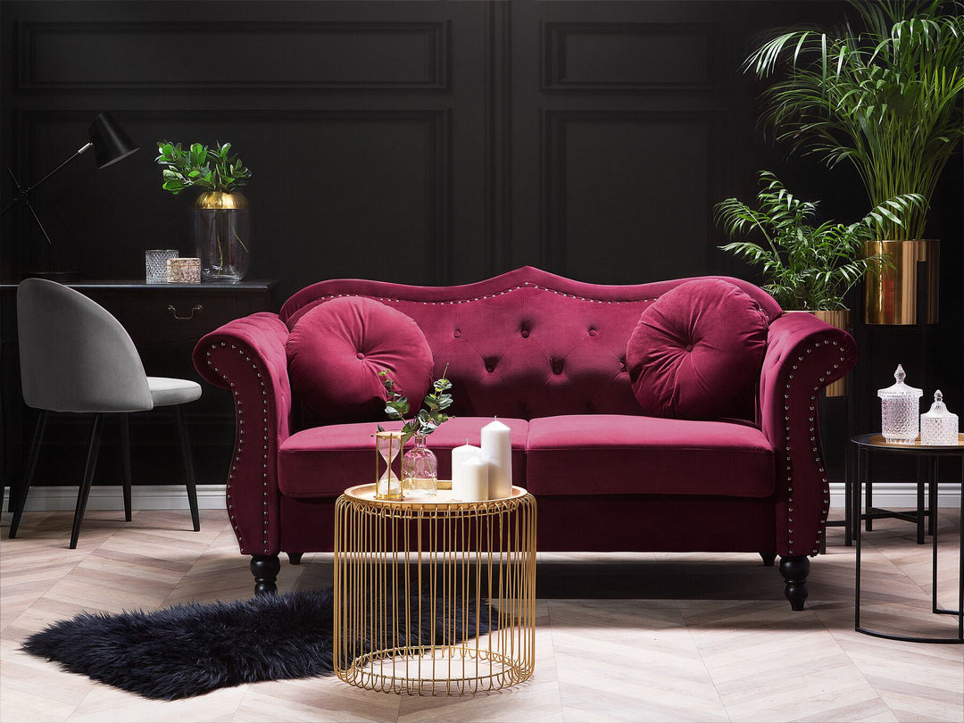 Skien 2 Seater Velvet Sofa Burgundy