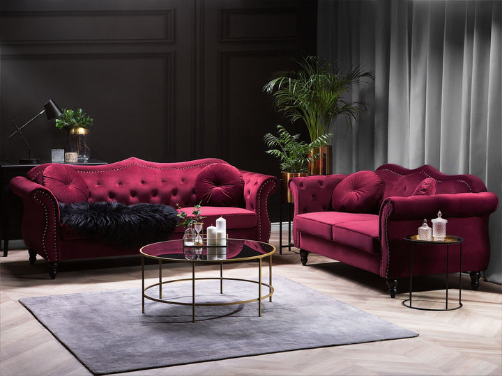 Skien 2 Seater Velvet Sofa Burgundy