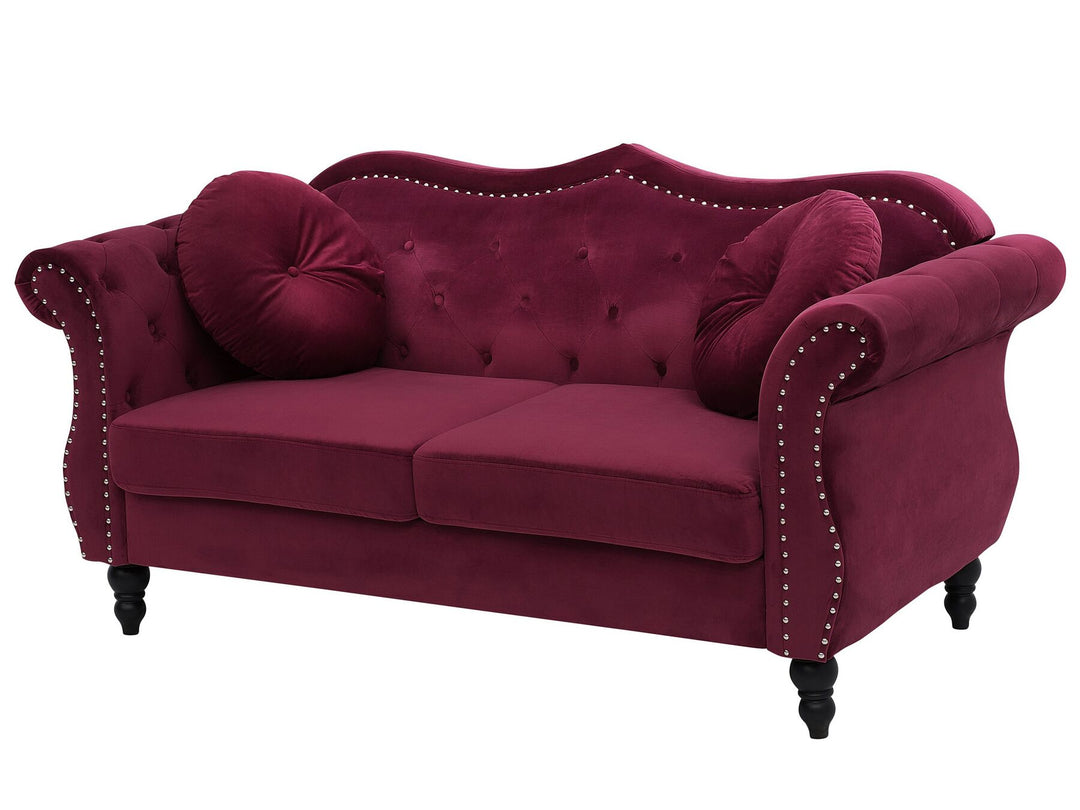 Skien 2 Seater Velvet Sofa Burgundy