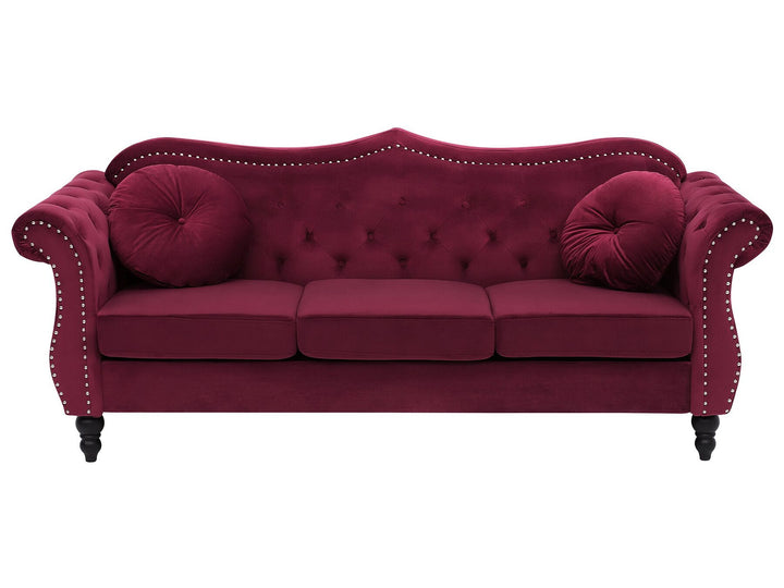 Skien 3 Seater Velvet Sofa Burgundy