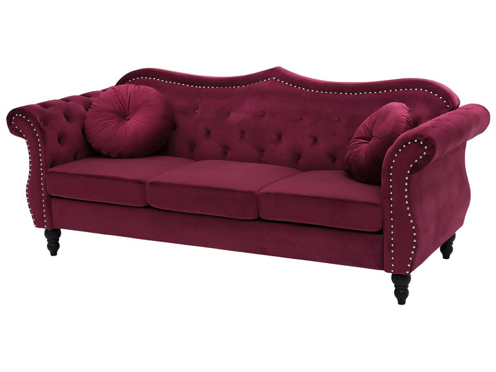 Skien 3 Seater Velvet Sofa Burgundy