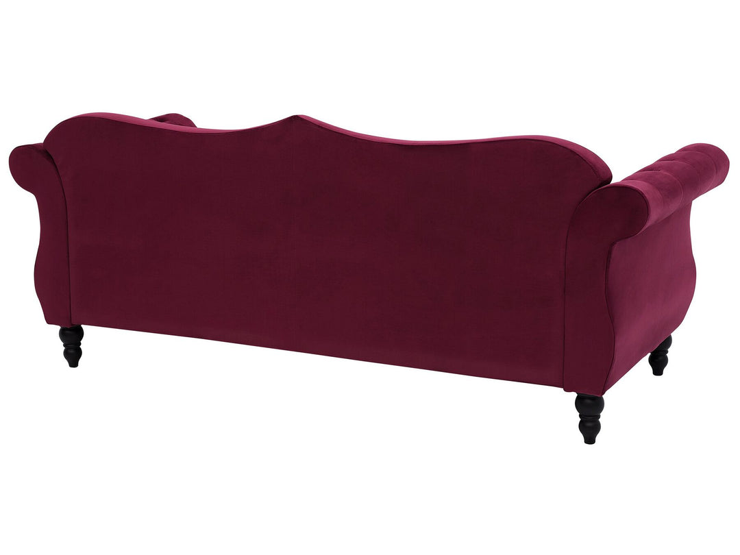 Skien 3 Seater Velvet Sofa Burgundy