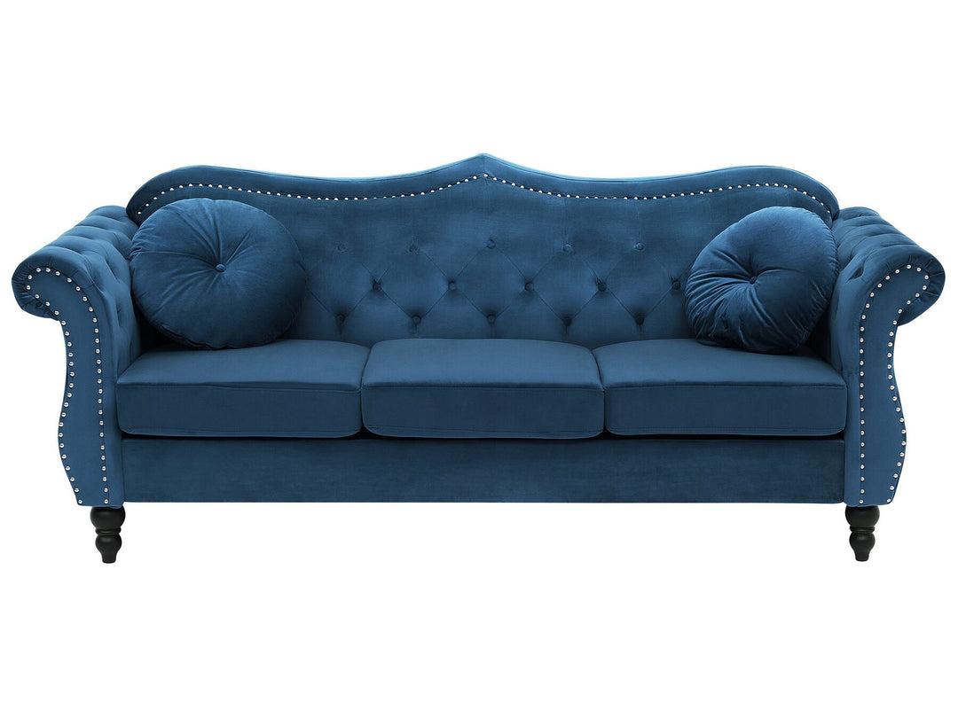 Skien 3 Seater Velvet Sofa Navy Blue