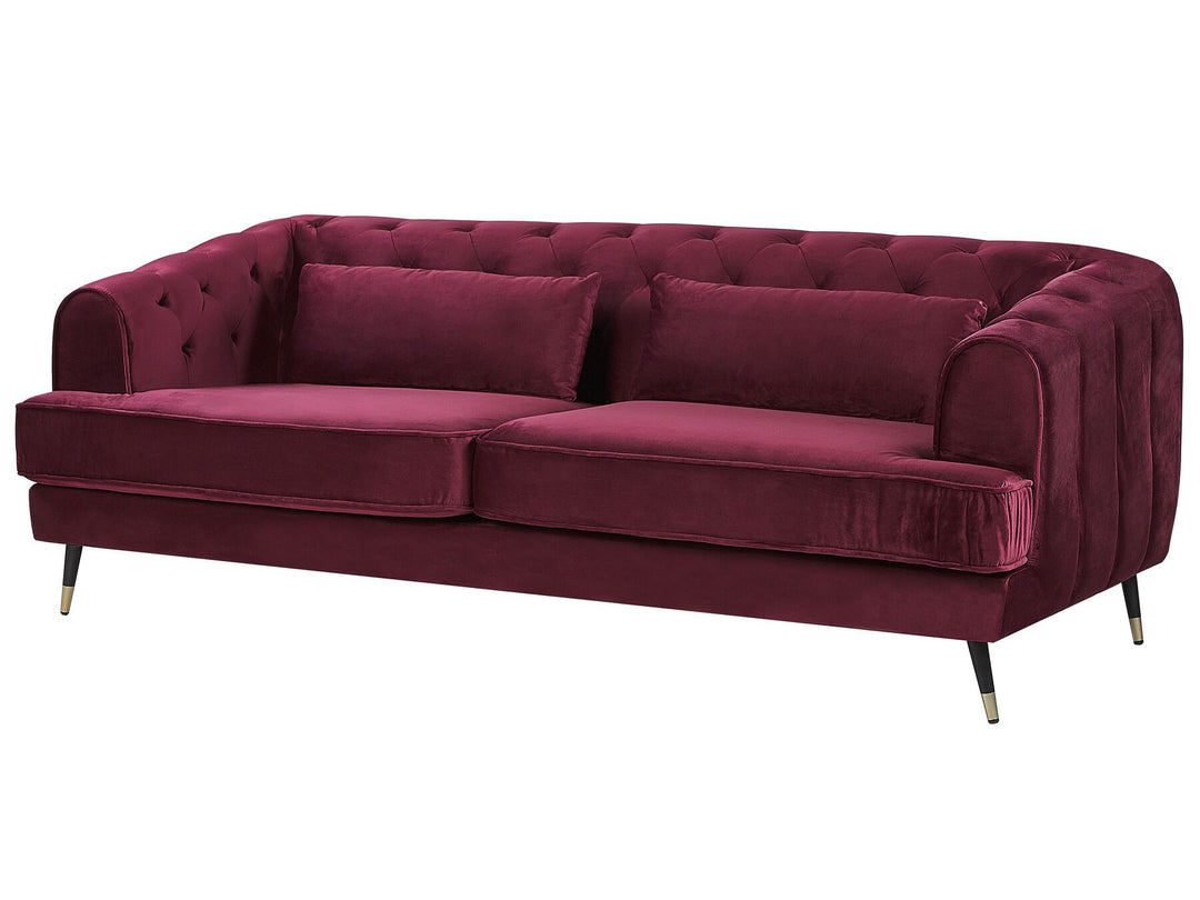 Sletta 3 Seater Velvet Fabric Sofa Burgundy