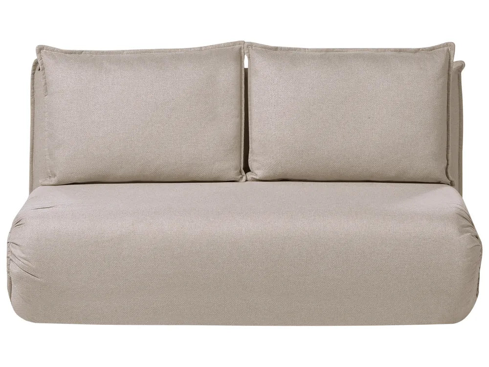 Sofa Bed 2 Seater Faux Linen Beige Aurelia