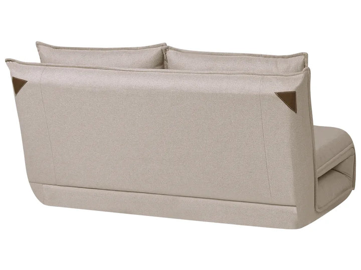 Sofa Bed 2 Seater Faux Linen Beige Aurelia