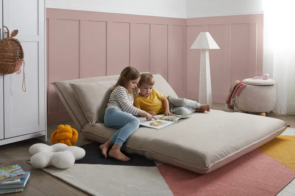 Sofa Bed 2 Seater Faux Linen Beige Aurelia