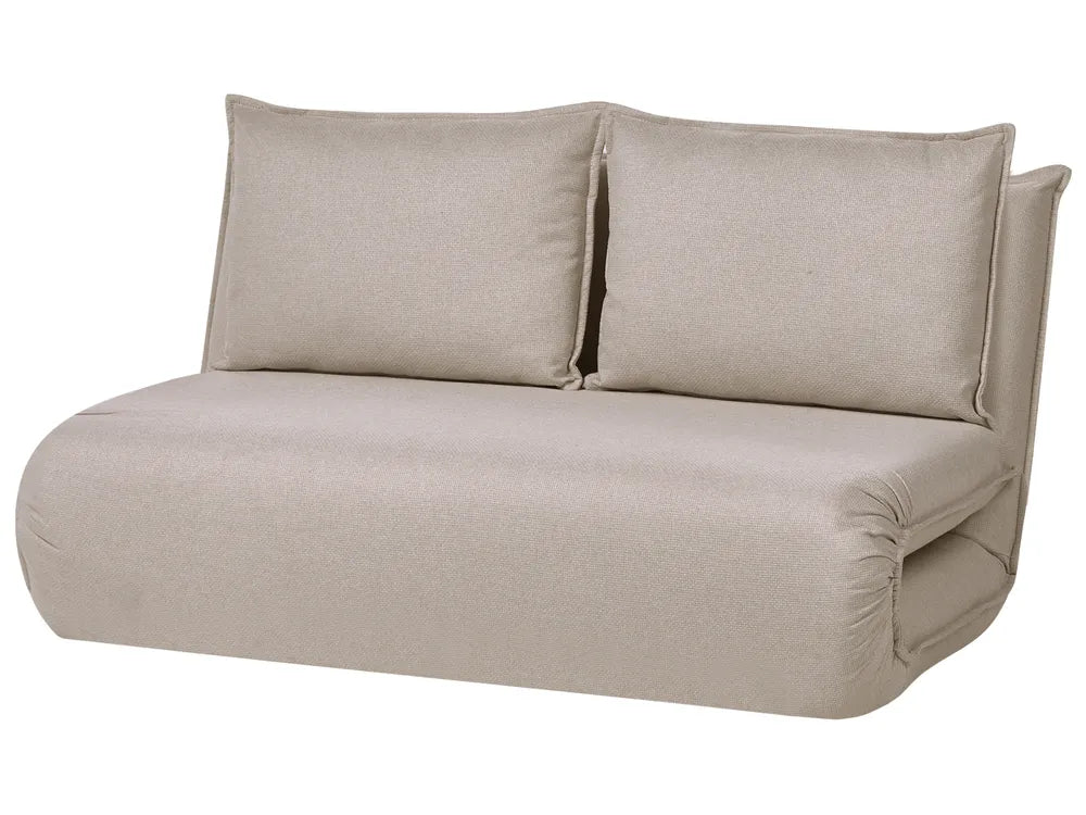Sofa Bed 2 Seater Faux Linen Beige Aurelia