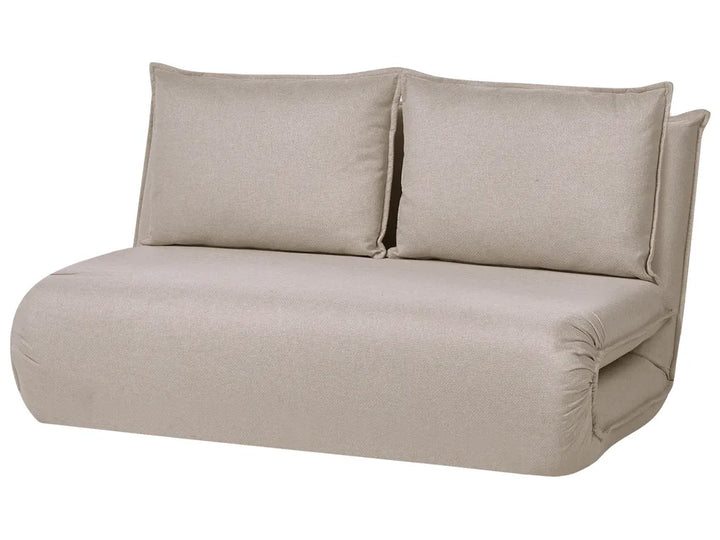 Sofa Bed 2 Seater Faux Linen Beige Aurelia